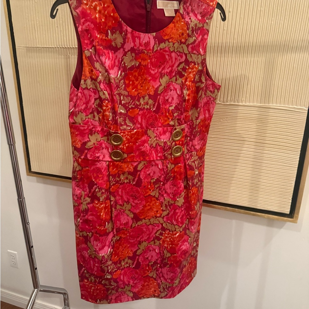 Michael Kors Red and Pink Floral Above Knee Dress